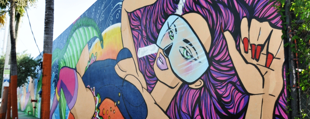 Claudia La Bianca, snorkel  girl mural, Wynwood, Miami