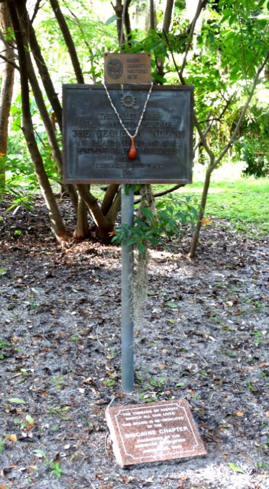 This tablet marks the habitation mound of the Tequesta Indian. El Portal, Miami