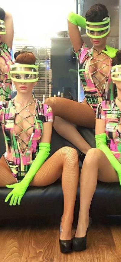 Zhantra Entertainment company, Performers girls in Miami, Neon bodysuits