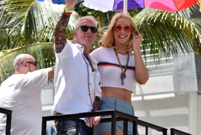 Elvis Duran and Iggy Azalea at Miami Beach Gay Pride Parade 2016