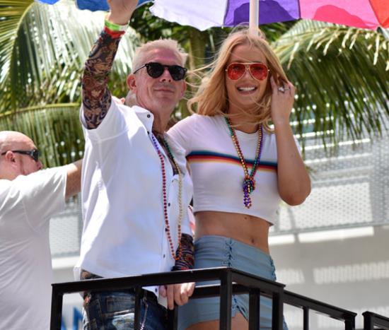 Elvis Duran and Iggy Azalea at Miami Beach Gay Pride Parade 2016